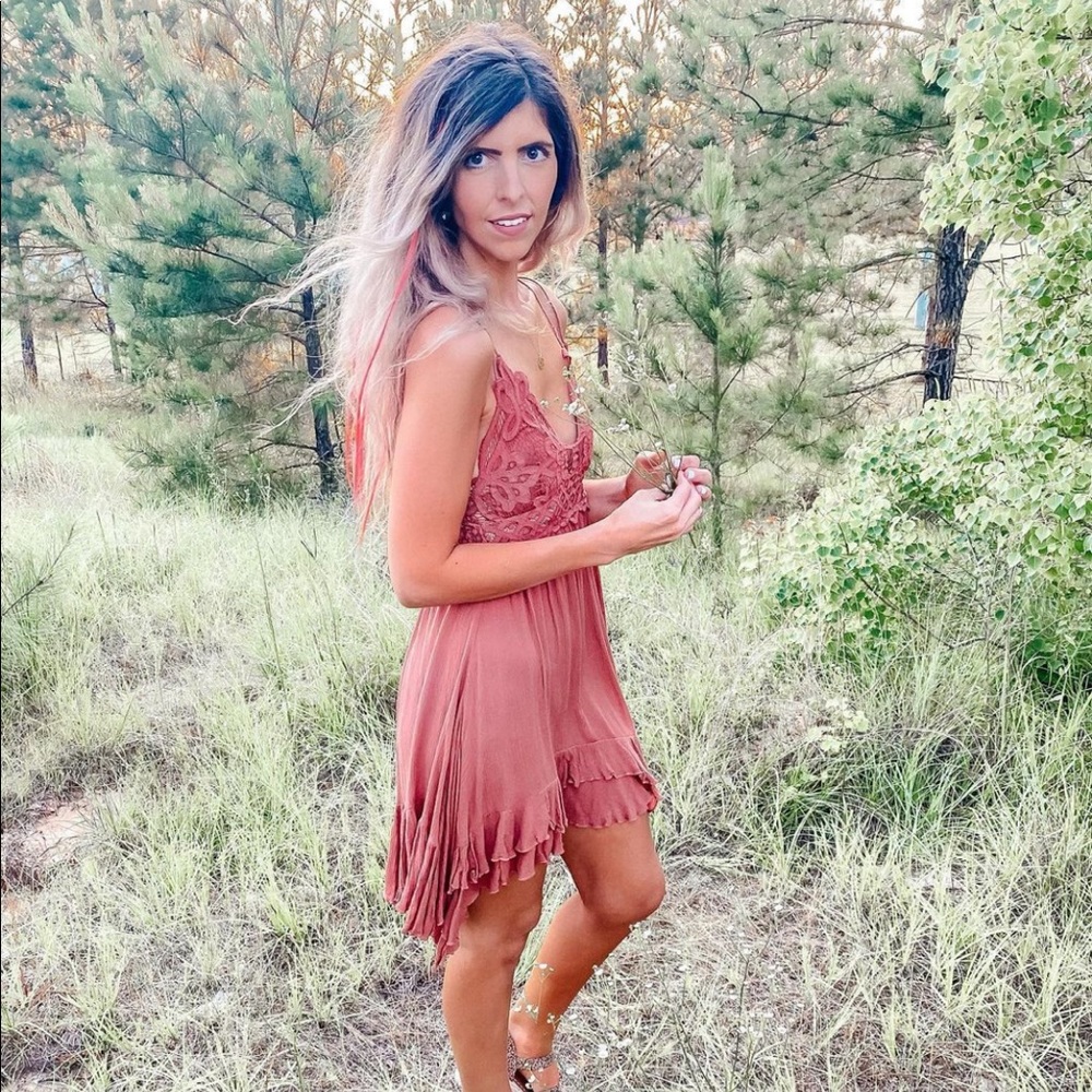 free people adella lace slip dress - size small
